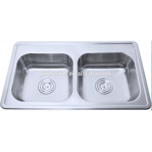 Topmounted Stainless steel double bowl vanity sink home depot